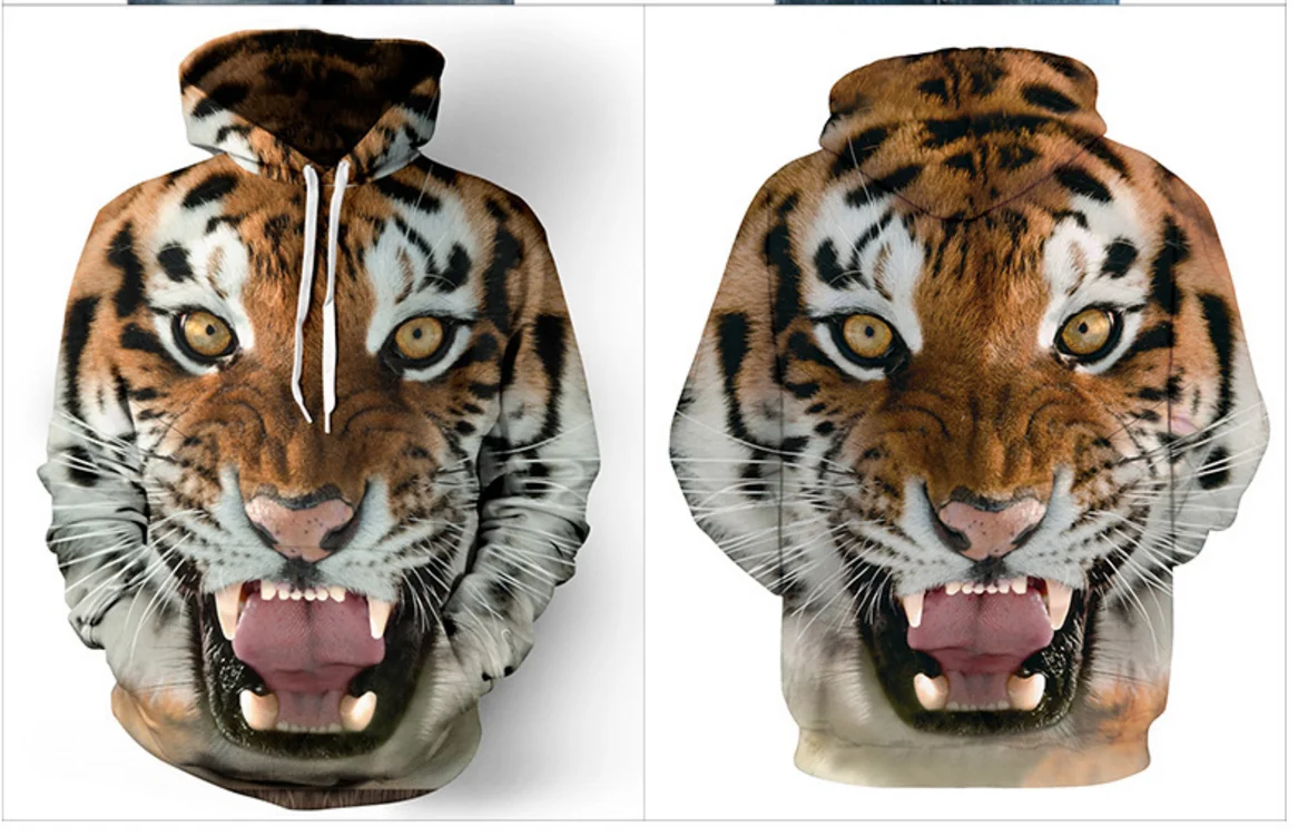 

Halloween Lion Digital Print Loose Hooded Loose Sweatshirts S-3XL Autumn Winter Long Sleeve Pocket Pullover Hoodie Couple Suit