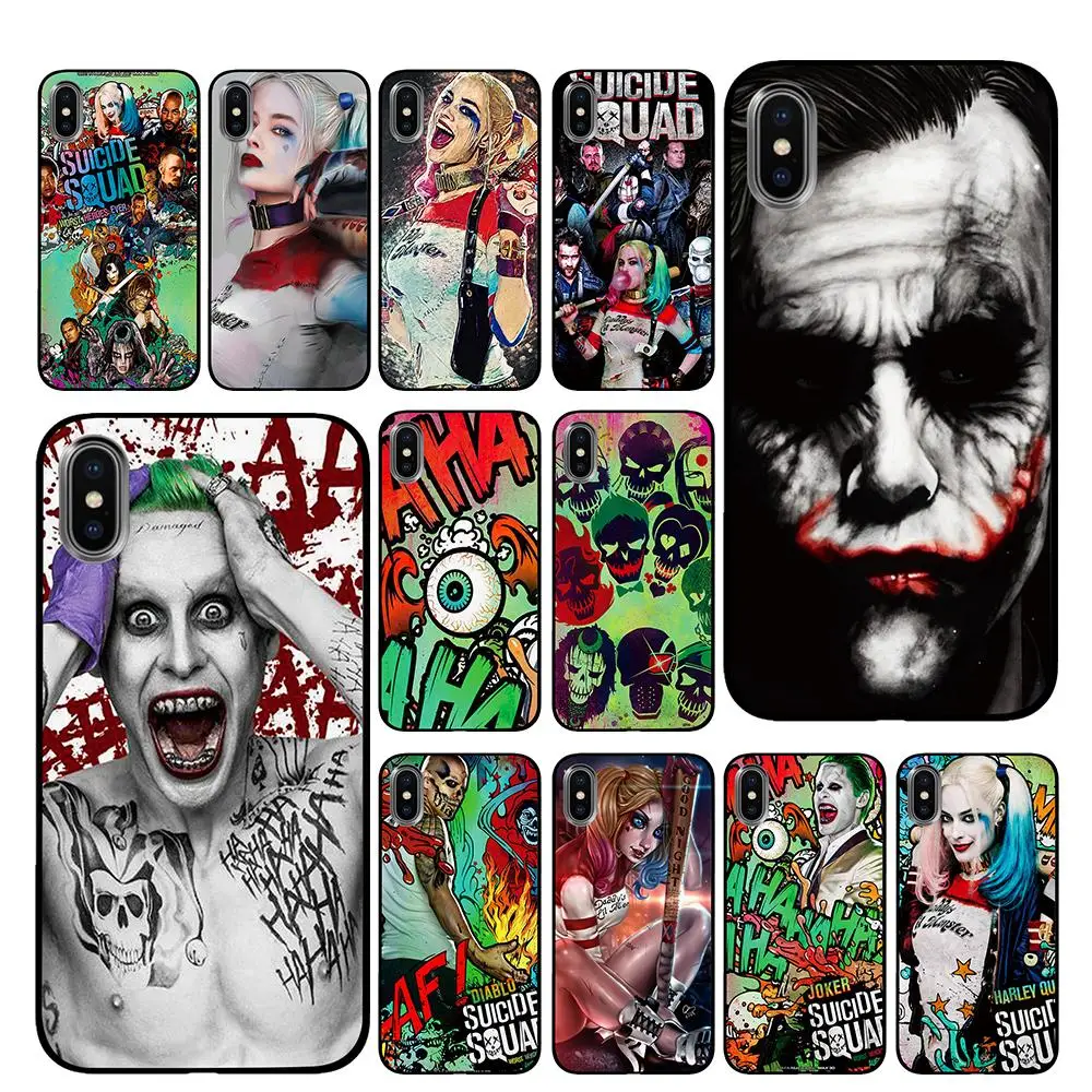 

Harley Quinn Suicide Squad Joker Marvel DC Comic Black Phone Cases for iPhone 5 5S SE 6 6s 7 8 Plus X XS Max XR Back Cover