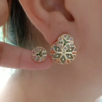 

Asymmetric Geometric Stud Earrings colorful Cubic Zircon pave CZ Earrings