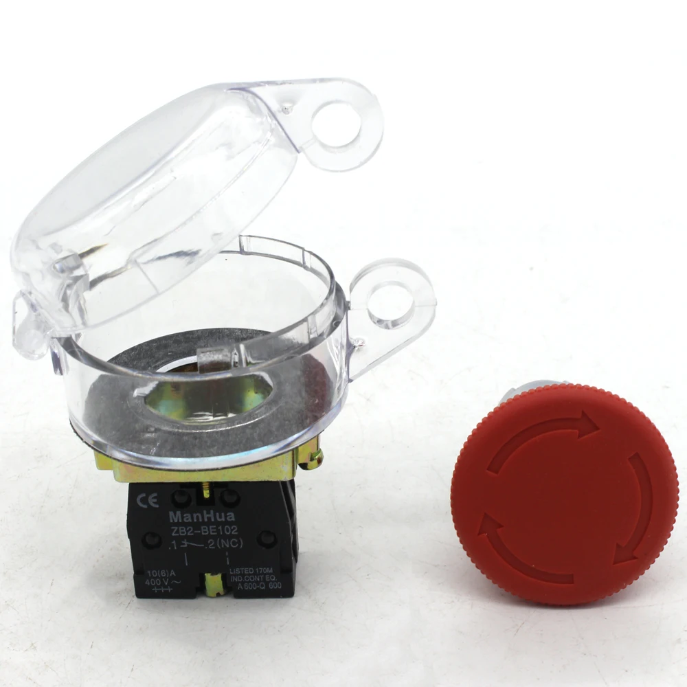 ManHua 22 мм внутренний диаметр прозрачный аварийный СТОП ЗАМОК с кнопкой и замком