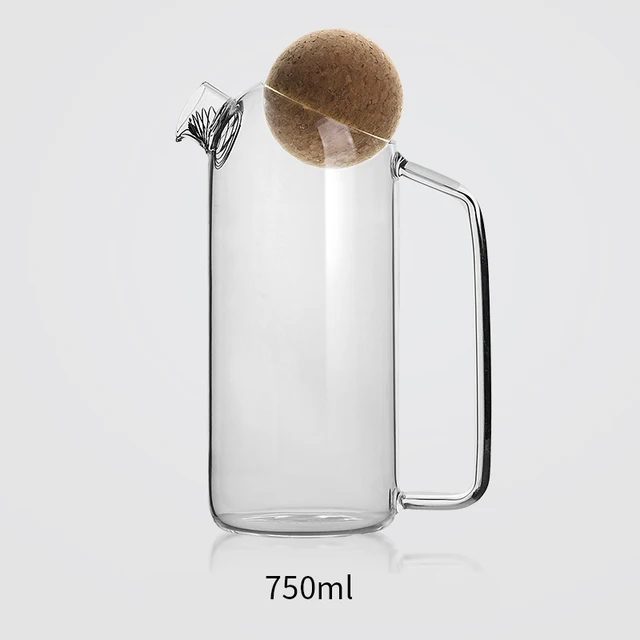 Glass Teapot Large Capacity Cold Water Kettle With Lid Water Bottle Cup Set Home Pitcher Kitchen Glass Fruit Juice Jug Drinkware 750ml