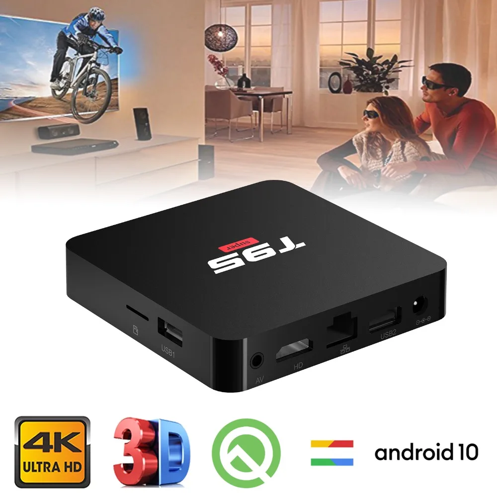 T95 супер Android 10,0 tv Box 2 Гб 16 Гб инфракрасный пульт дистанционного управления 4K HD Youtube 3D фильм аудио плеер Google Store Wifi телеприставка