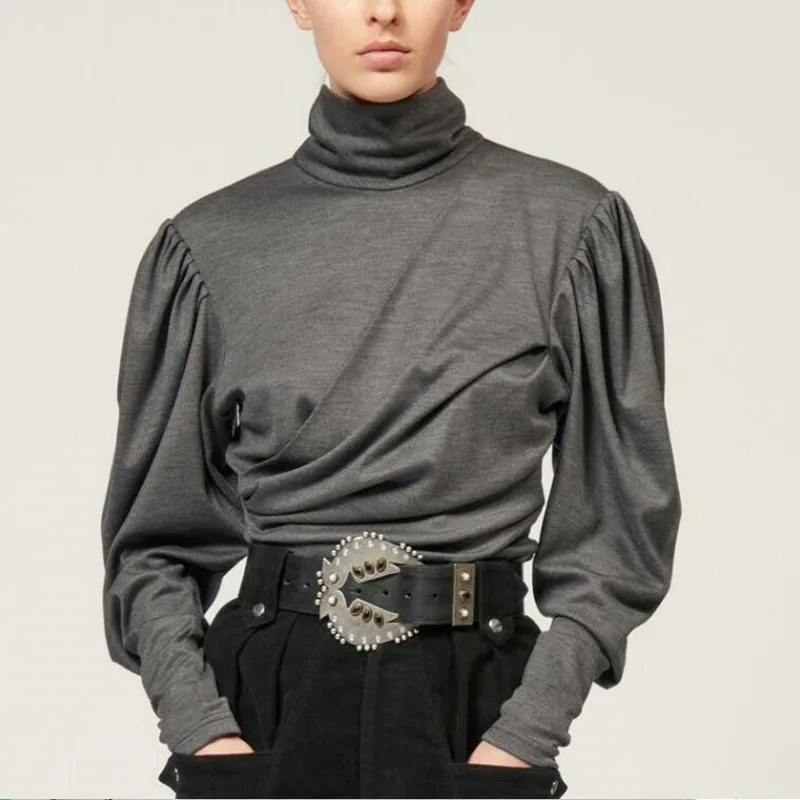 Women's Turtleneck Blouse Long-sleeved Slim-fit
