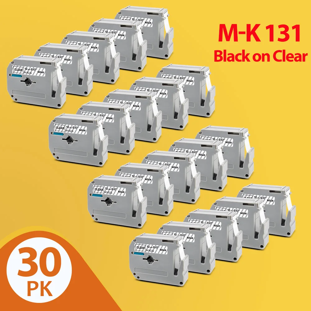 

В ABCOLOR 10PK/30PK 12 мм этикетки для Brother MK-131 MK131 MK 131 черный на прозрачном принтера лента для принтера Brother P Touch этикетировщик
