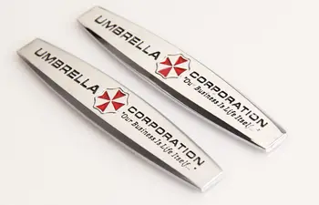 

NEW 2pcs 3D metal UMBRELLA CORPORATION logo Car Sticker side Emblem Badge Auto rear trunk decoration Decal styling