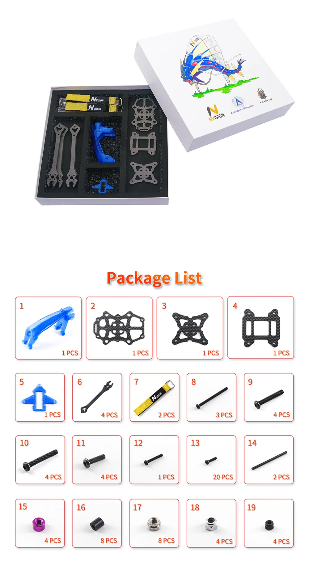 5inch FPV Frame Kit - Gyarados 230mm fpv frame 5inch toothpick T700 carbon fiber fpv racing drone frame kit for novice RC Racing Drone 10