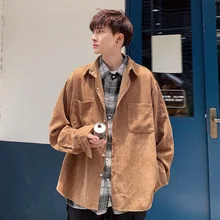 Нейтральный Bf Tide бренд Вельветовая рабочая одежда больше карманов Свободная рубашка с длинным рукавом мужская рубашка мужская