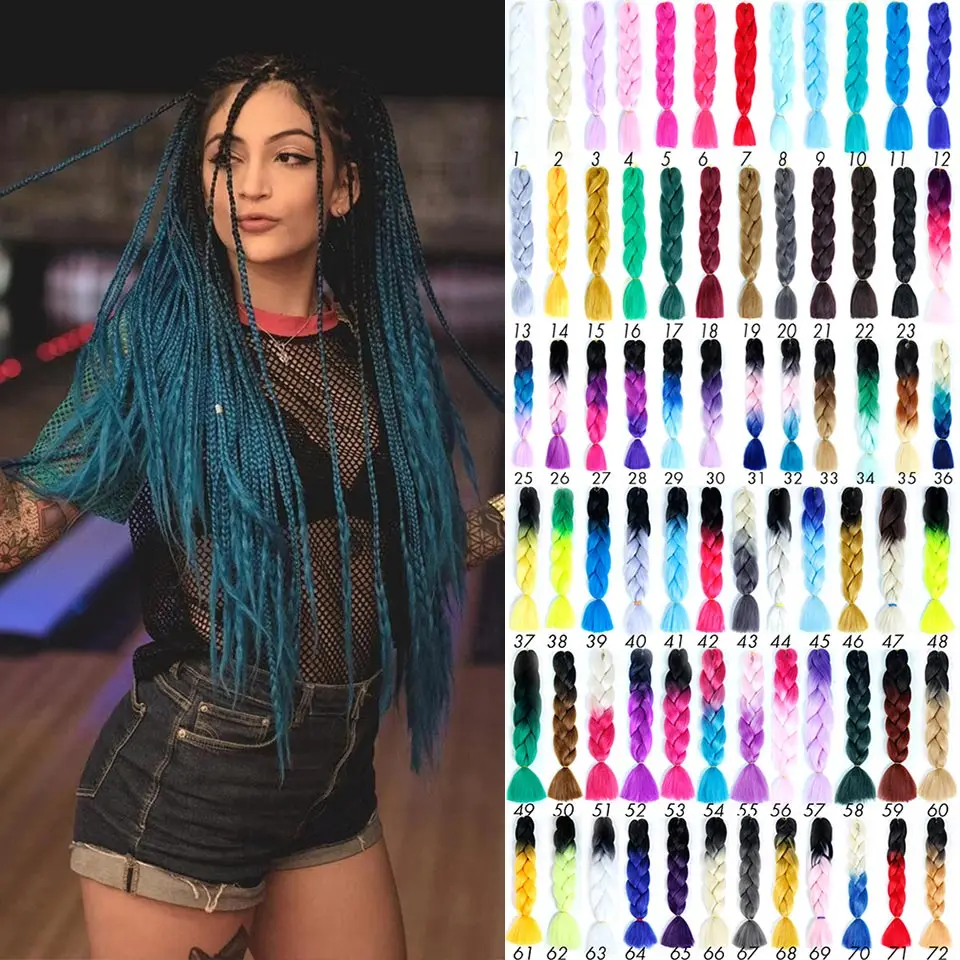 Synthetic Afro Ombre Hair Wick Expression Pre Stretched Braiding Hair Extensions Colored Canecalon For Braids Jumbo Hair