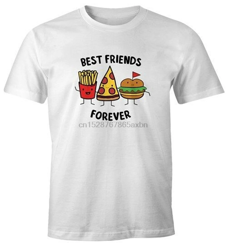 Мужская футболка Best Friends Forever Trio фри пицца бургер забавная с коротким рукавом