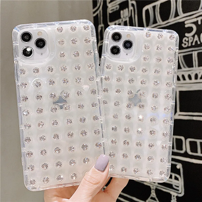 

Transparent Glitter 3D Diamond Phone Cases for iPhone X 11 pro Xs Max Xr 8 7 6 6s Plus Cover Luxury Soft Case for iPhone Cover