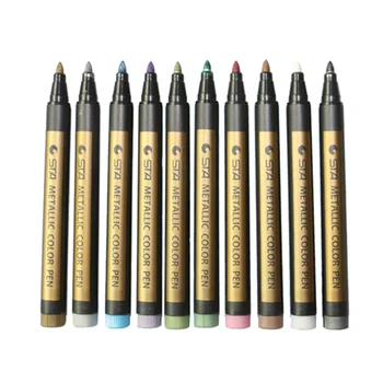 

2 pcs Metallic Marker Pens Glitter Oil Based Metal Art Painting Pens for Card Making Ceramic Painting