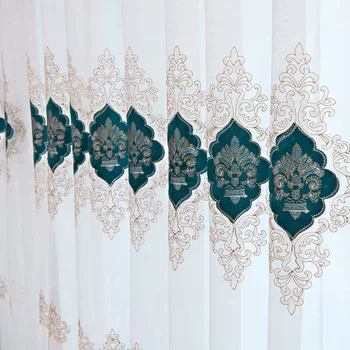 

Luxury Embroidered Velvet Floral Tulle Curtains for Living Room Window Treatment Sheer Voile For Bedroom Kitchen Fabric Drapes