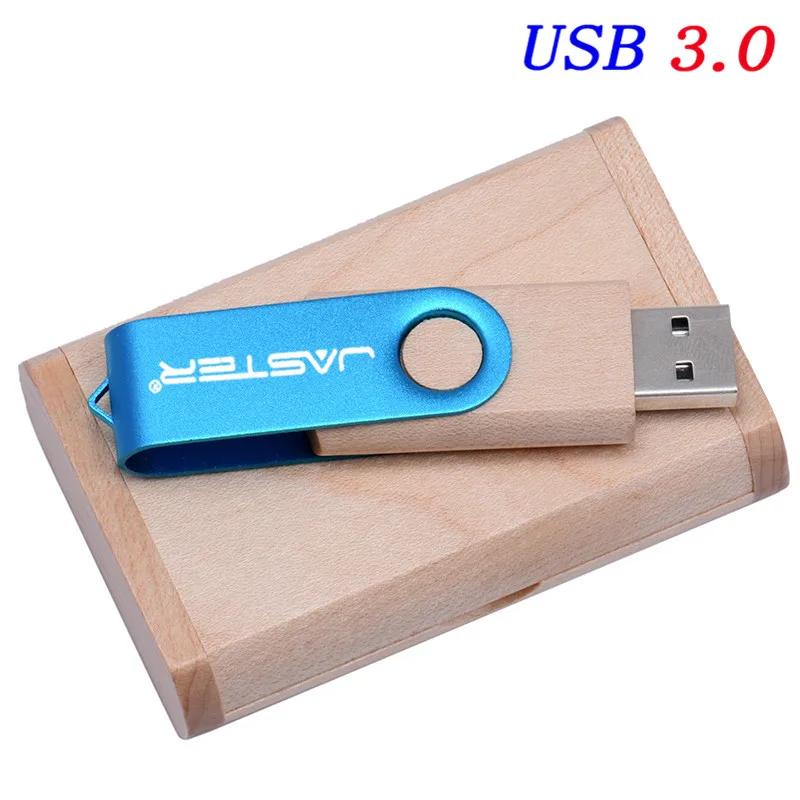 Blue JASTER USB 3,0 Пользовательский логотип цветной металл+ клен дерево usb флеш-накопитель 4 ГБ 8 ГБ 16 ГБ 32 ГБ 64 ГБ 128 ГБ wediing personal - Цвет: Blue