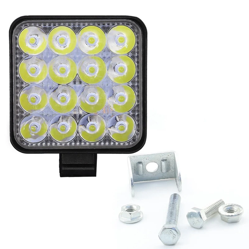 

48W 16LED Work Light Flood Beam Bar Car ATV Off-Road Driving Fog Lamps 12V 24V Square 16 Lights 48W Auxiliary Light Accessories