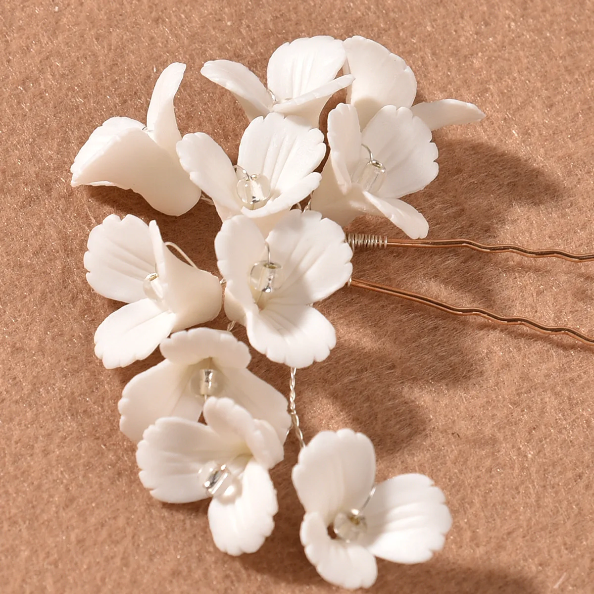 3D Flower Hairpin U Shaped Hair Pins Clips Floral Headpiecs for Women Girls Bride Wedding Party Headwear Hair Jewelry jewelry accessories,hair accessory,hair clip,hair headdress,bridal headwear,pearl hairpins