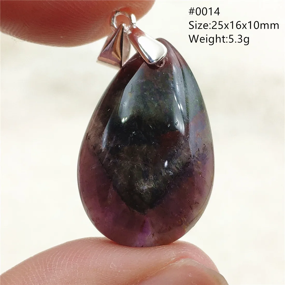 Genuine Natural Cacoxenite Auralite 23 Purple Red Pendant Water Drop Rutilated Bead Women Men AAAAAA