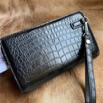 

Authentic Exotic Crocodile Belly Skin Passcode Closure Men's Clutch Card Bag Genuine True Alligator Leather Male Wristlet Purse