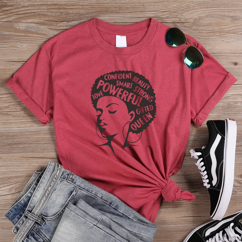 Афро леди Графический футболки для феминисток тройники черная девушка Волшебная футболка королева девушка мощные футболки рубашки женские винтажные меланин футболка