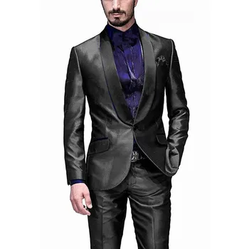

[XZ51] Men's Classic 2 Pcs Banquet Dress Suits Set Shawl Lapel Blazer Jacket One Button Groom Tuxedo Slim Fit Dinner Dresswear