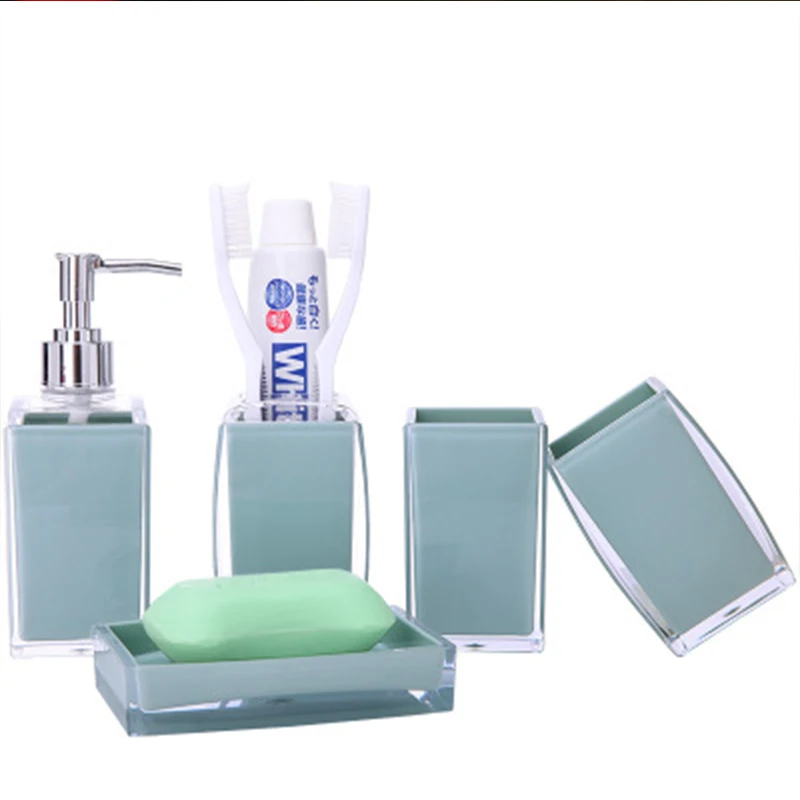 

5 pc European Bathroom Supplies Resin Soap Dish Hand Sanitizer Bottle Set Simple Toothbrush cup Toiletries New Wedding Products