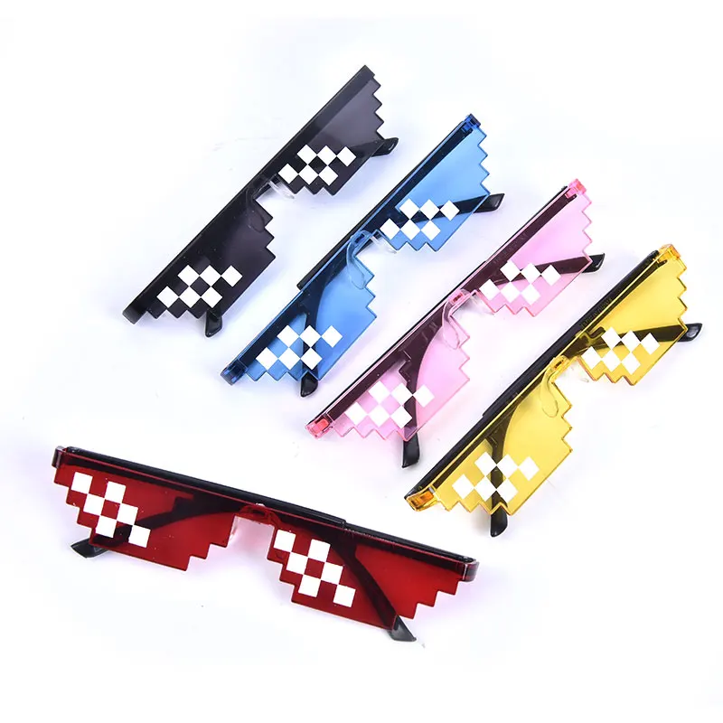 1pc Retro Mosaic glasses Thug Life Attitude Sunglasses 8 Bit Pixel Deal With IT Unisex Glass Eyewear New Party Bril