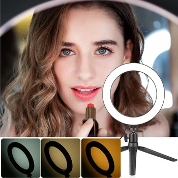 

Photography 8inch Ring Light with Tripod Stand Rotable Selfie Makeup Ringlight 3 Light Modes for tiktok Video Live Stream Makeup