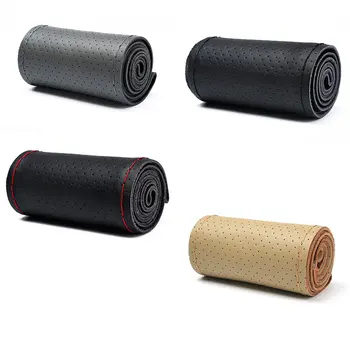

Summer Full-hole Hand-sewn Steering Wheel Cover Car Handle Set Inelastic Steering Wheel Cover Protection Durable