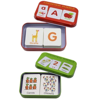 

2 Set Anti-Tear Flash Cards Learning Alphabet Puzzle Cards, Matching Puzzle Cognitive Early Educational Learning Toys Mental Sto