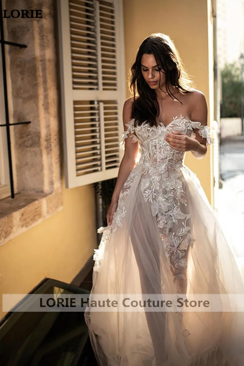 Лори принцесса свадебное платье Vestidos de novia с открытыми плечами 3D аппликация кружева сексуальные свадебные платья невесты
