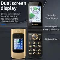 Dual Screen Flip Senior Cellphone 2G GSM Free Case SOS Large Push Button Fast Dial Loud Sound Camera Torch Elderly Foldale Phone 1