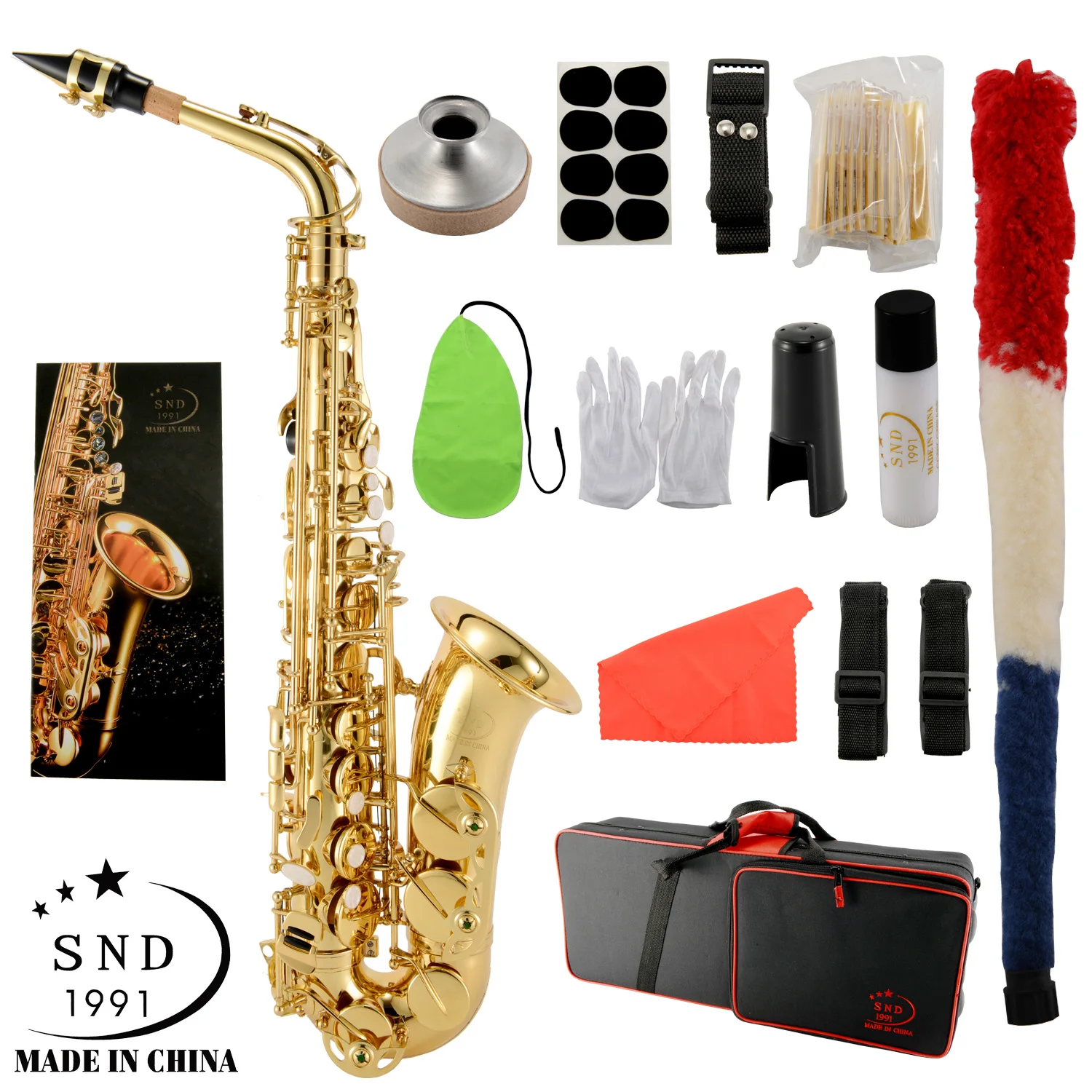 Альт-саксофон SND Eb латунный лакированный Золотой E плоский Sax 802 тип ключа