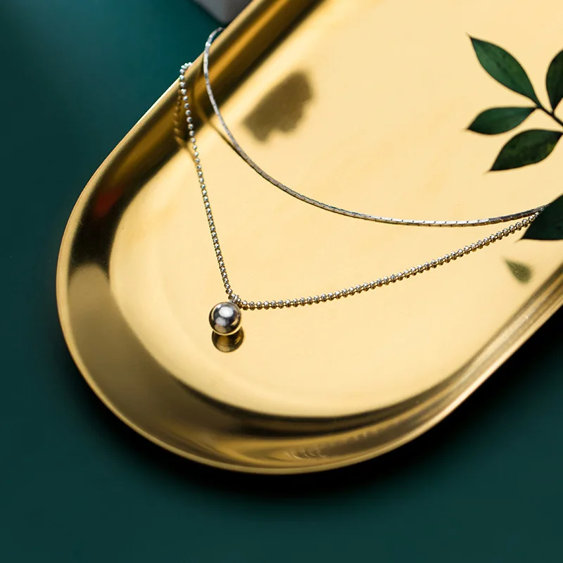 Реальные. Серебро 925 ювелирные изделия круглый шар кулон двухрядные/многослойное ожерелье подарок GTLX2043