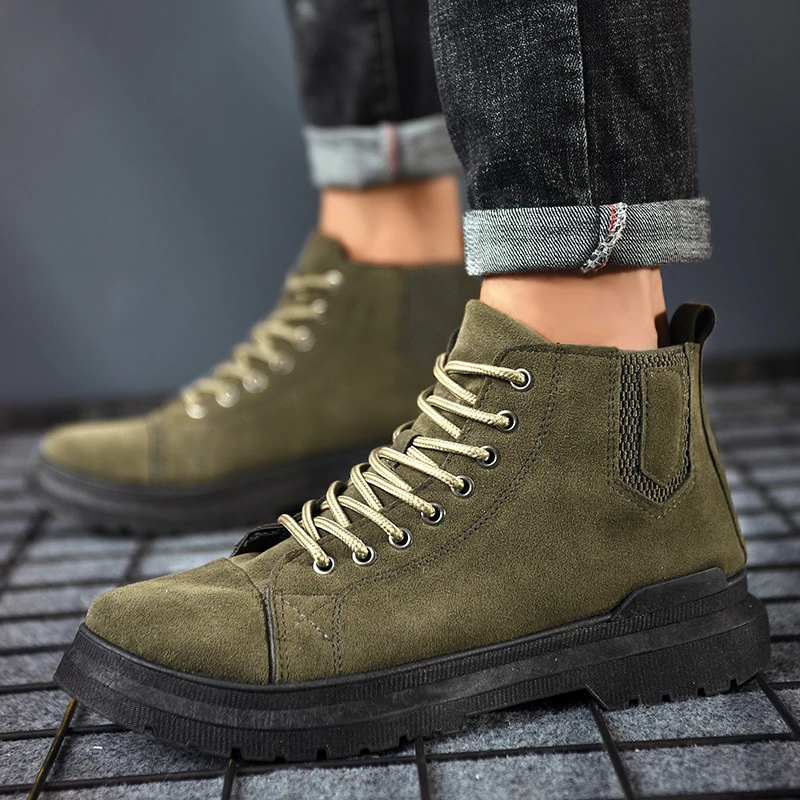 De moda de cuero de punta redonda baratas botas hombres botas Zapatos de otoño Zapatos de 2021 para los hombres Hombre Botas para botas Zapatos Hombre 2021| | - AliExpress