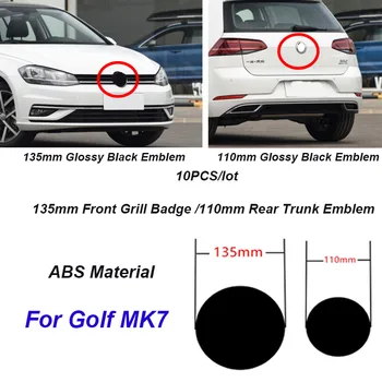 

10Pcs 135mm 110mm ABS Car Front Grill Badge Rear Trunk Emblem Logo for Golf MK7