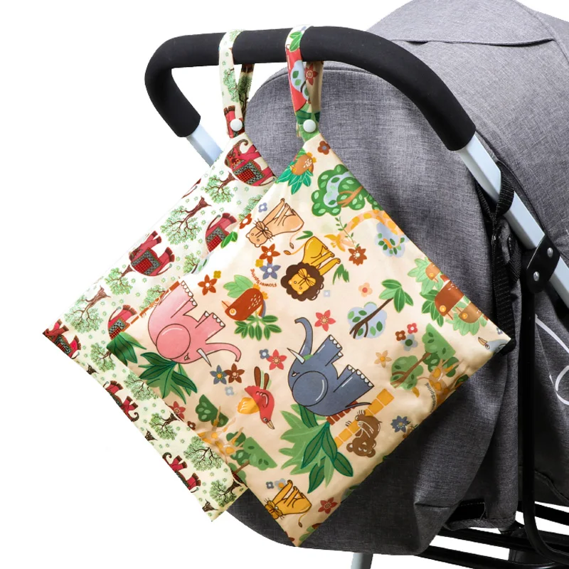 Baby Cloth Diaper Bag Mommy Stroller Nappy Wet Bags Waterproof Reusable Pail Liner Portable Storage Pocket Single Zipper 28*30cm diaper bag
