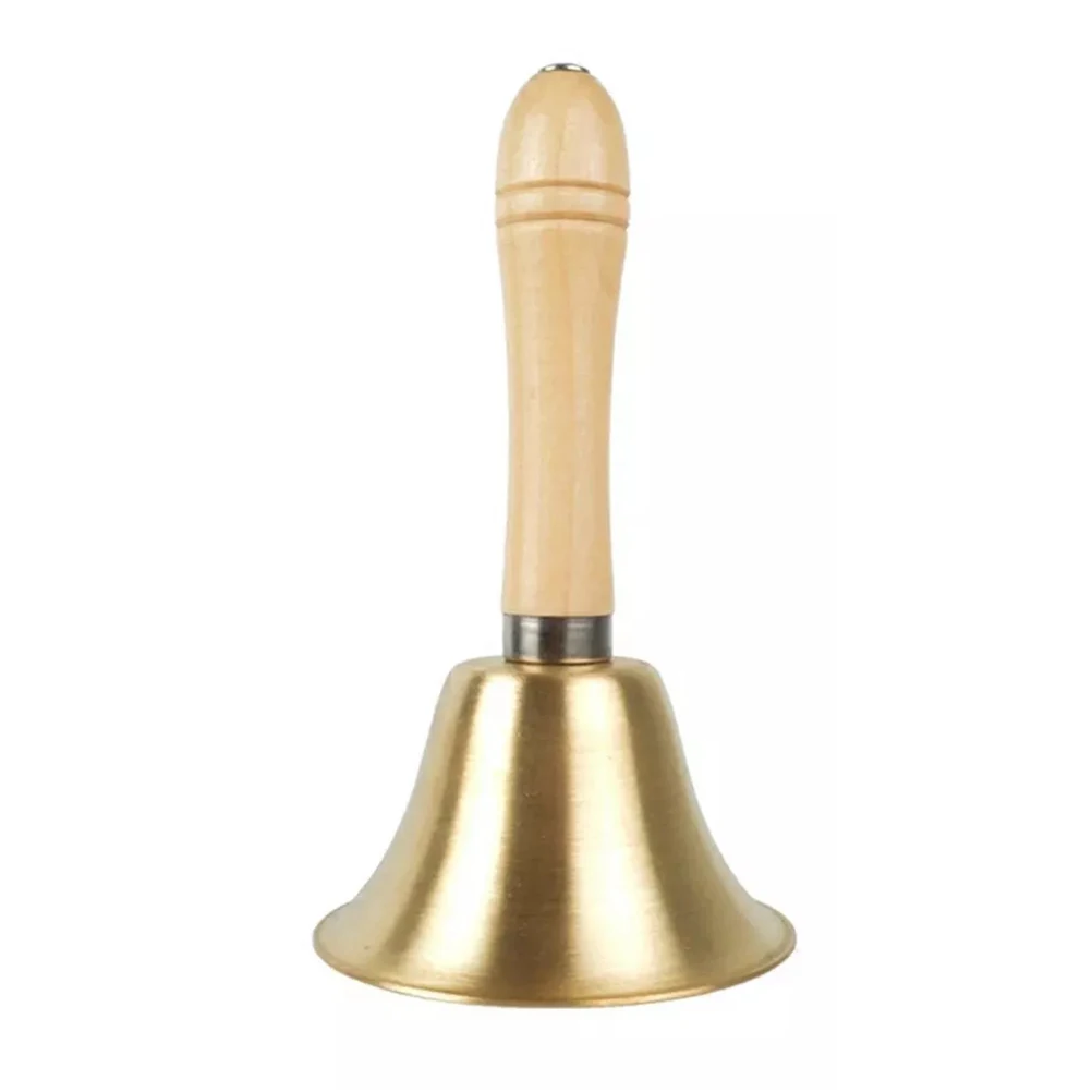 Brass Hand Bell Loud Call And Hand Bell Desk Bell With Wooden Handle For Wedding Decoration Food