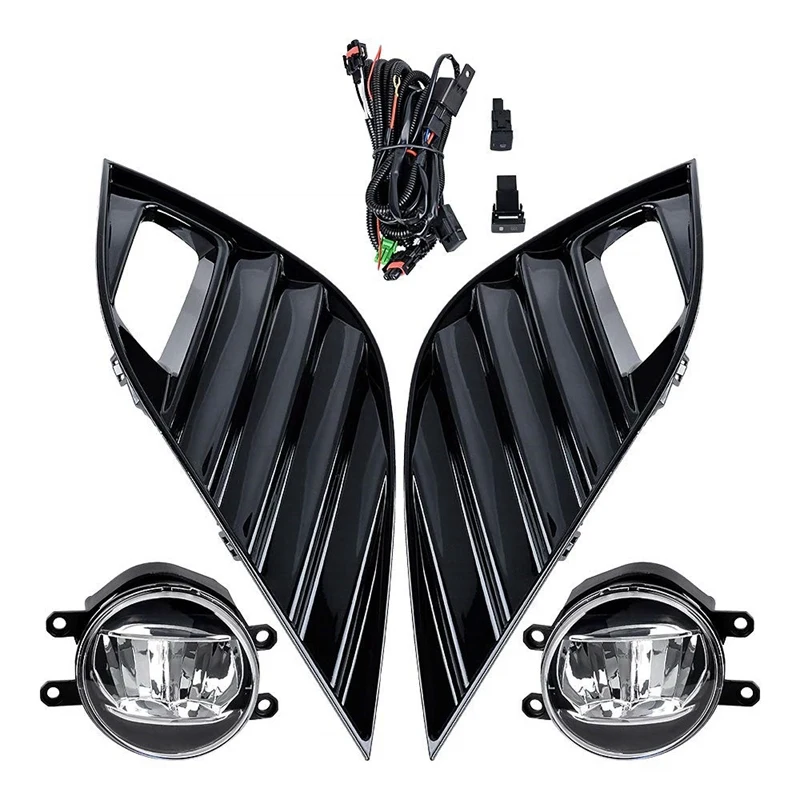 

Front Bumper Fog Driving Light Lamp Harness Kit With Bezels Cover Compatible For Toyota Camry 2018-19 Se Xse 81481-06210,81482-0