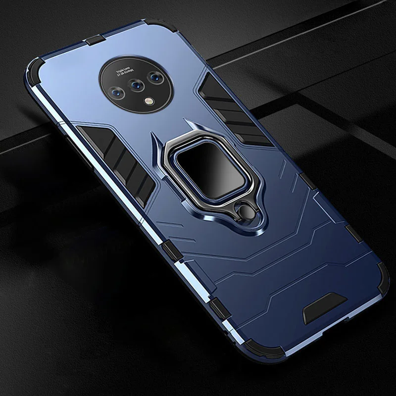 Blue Противоударный защитный чехол для Oneplus 7T 7 Pro Чехол-подставка автомобильный чехол для телефона с кольцом для One Plus 7T Pro 7 Pro чехол-накладка - Color: Blue
