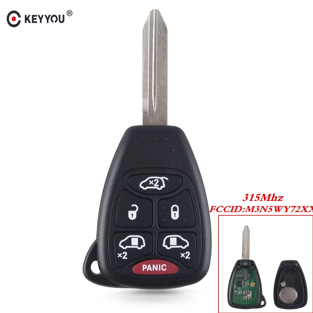 Remote Key Fob 5+1/ 6 Button 315MHz ID46 Chip for Chrysler Dodge FCC M3N5WY72XX 
