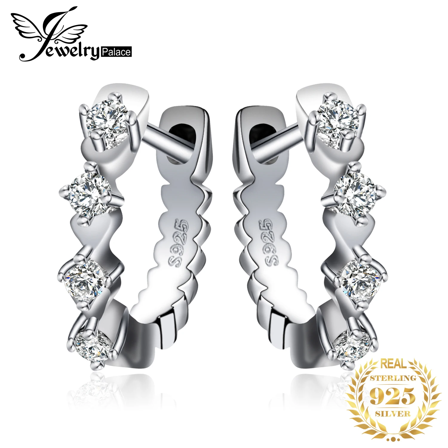 Женские серьги кольца с фианитом JewelryPalace корейские из стерлингового серебра 925
