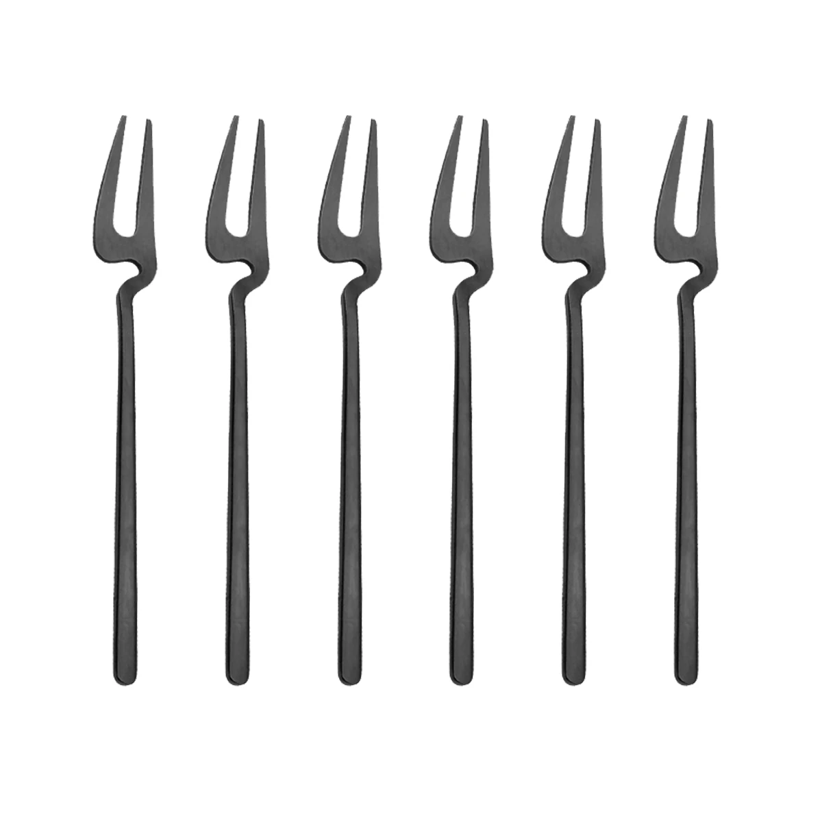 Set 6 Forchette Da Dessert Nero | Acciaio Inox Placcato Titanio | Per Frutta, Formaggio, Antipasti - Foto 5