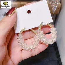 Корейский Элегантный Круглый Серьги для женщин цветок кристалл Brincos темперамент pendientes mujer ювелирные изделия
