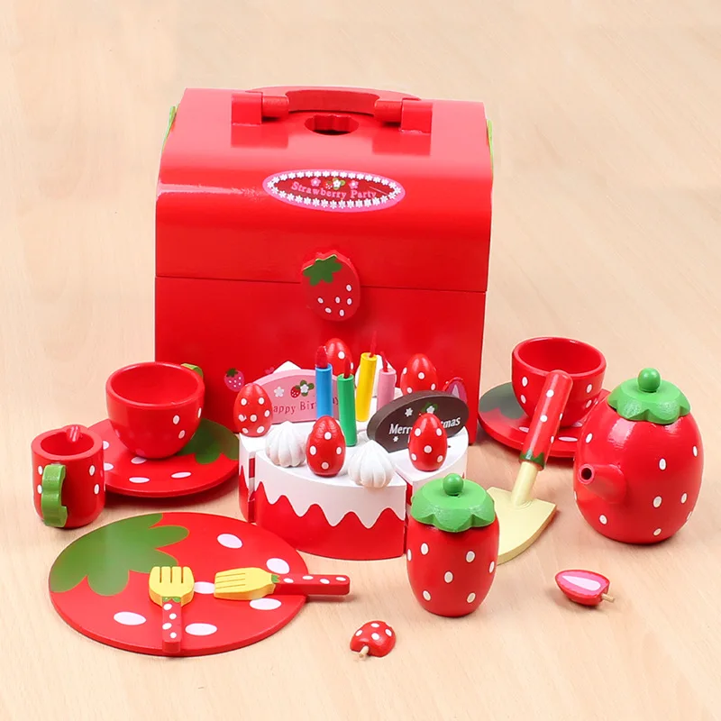

Delicious Model Bright Red Cake Cutting Children Play House Educational Toy