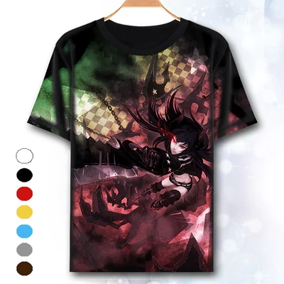 Горячая Распродажа Black Rock Shooter футболка аниме BRS Косплэй Мужчины Женщины Футболка COS Короткий рукав на каждый день - Цвет: 4