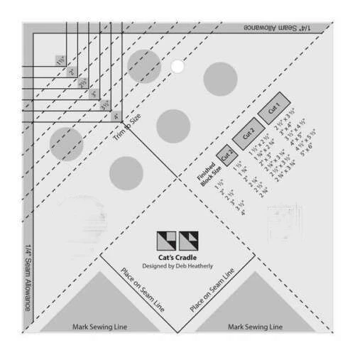 Non-slip Cat's Cradle Ruler Tool patchwork ruler size 7" x 7" CLEAR LINES for low shank shank domestic sewing machines #CGRDHI