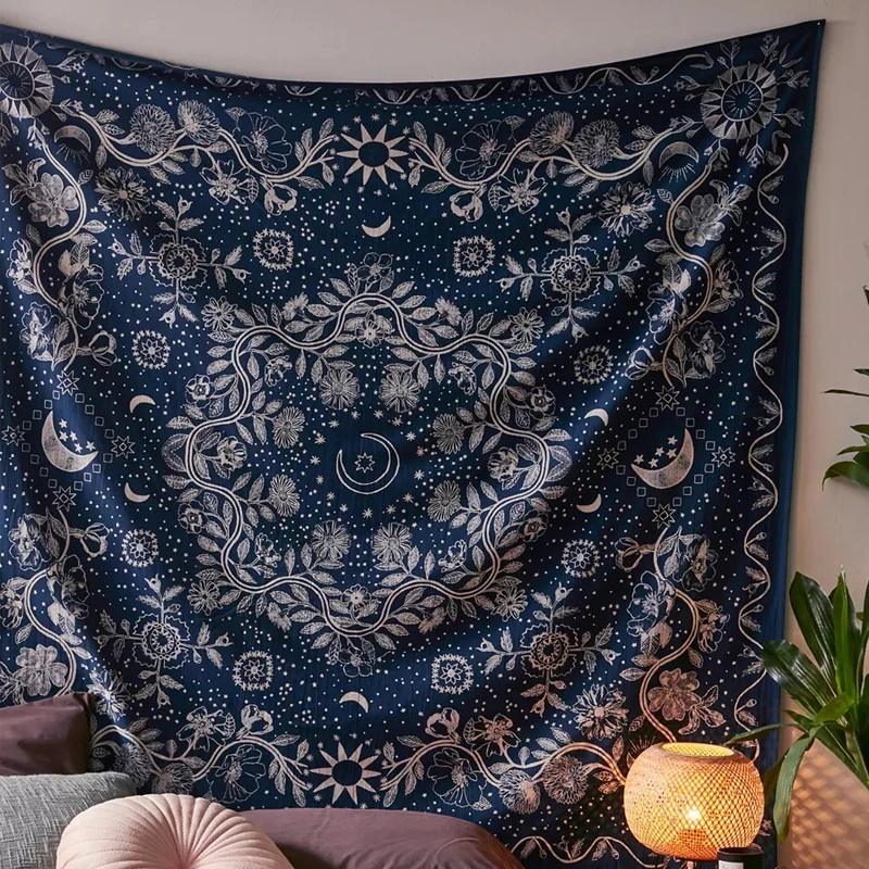 Botanical Celestial Floral Tapestry Wall Decor