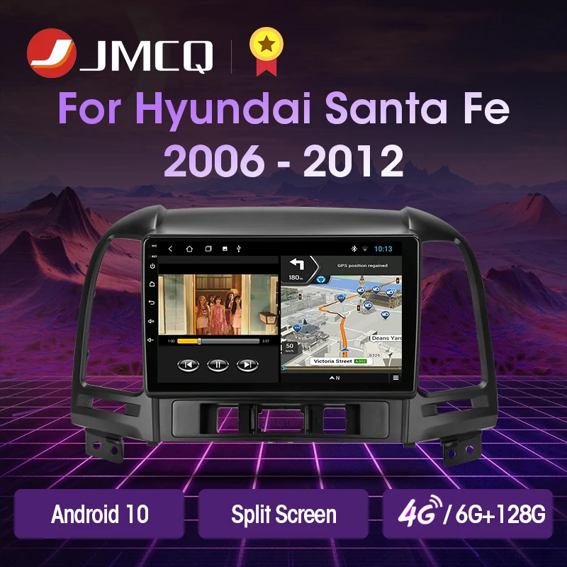 Автомагнитола JMCQ 4G Android 10 мультимедийный плеер для Hyundai Santa Fe 2 2006-2012 GPS-навигация