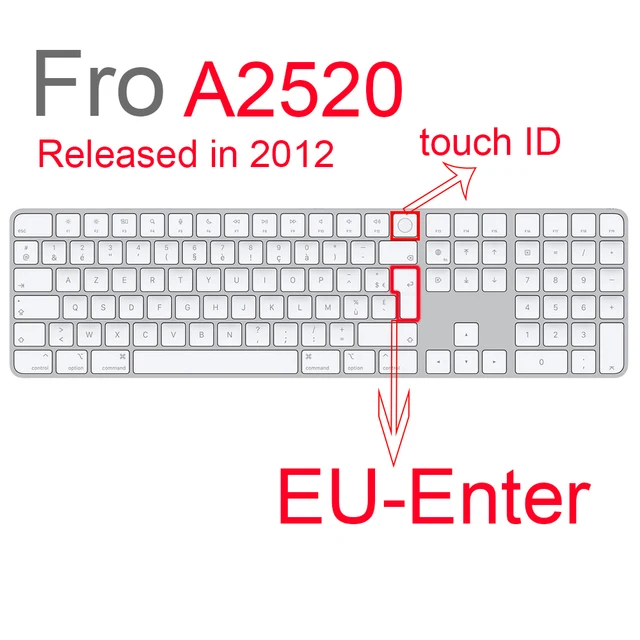 Desktop PC for Apple Bluetooth Wireless keybord MLA22LL/ A1644 A1314 IMAC Keyboard cover Protector Silicone Cover US/EU Version EUkey-A2520 with ID
