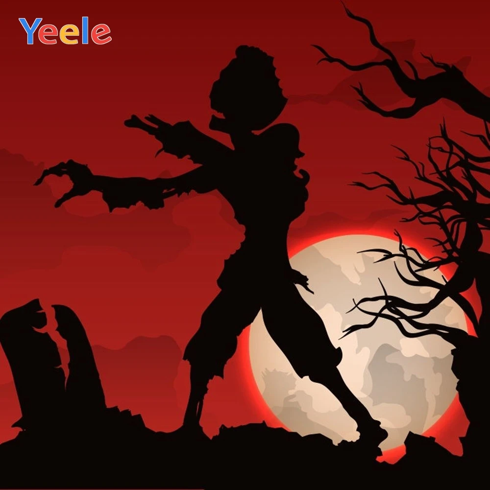 Yeele Хэллоуин фон зомби надгробие Луна ночной трюк или лечение индивидуальные