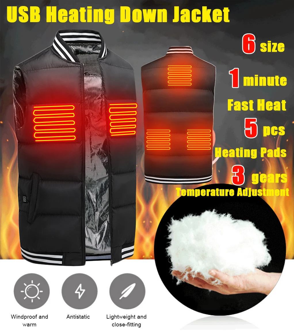 5 Zones Smart Heating Vest With Usb Charging Heating Vest Outdoor Board